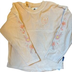Disneyland Peach Spirit Jersey Girls 7/8 Embroidered Floral Velour Pink 1955 Med